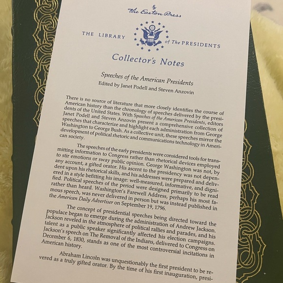 EASTON PRESS SPEECHES OF THE AMERICAN PRESIDENTS LEATHER 22KT GOLD INLAID BOOK - Picture 7 of 7